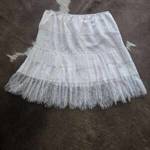 White Lace Pleated Mini Skirt